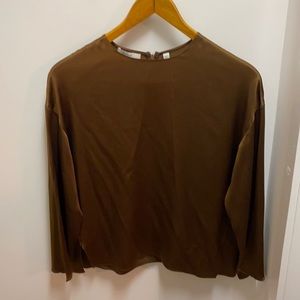Vince Silk Chestnut Brown Blouse